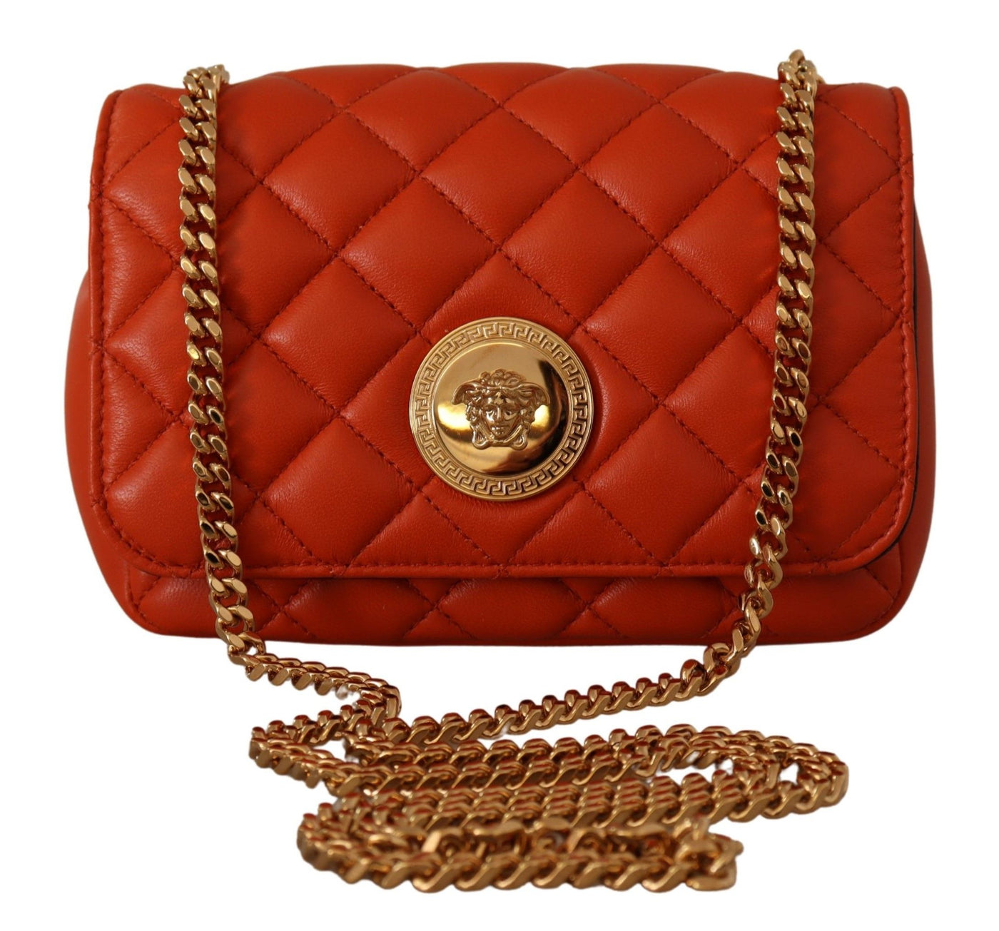 Red Nappa Leather Medusa Small Crossbody Bag