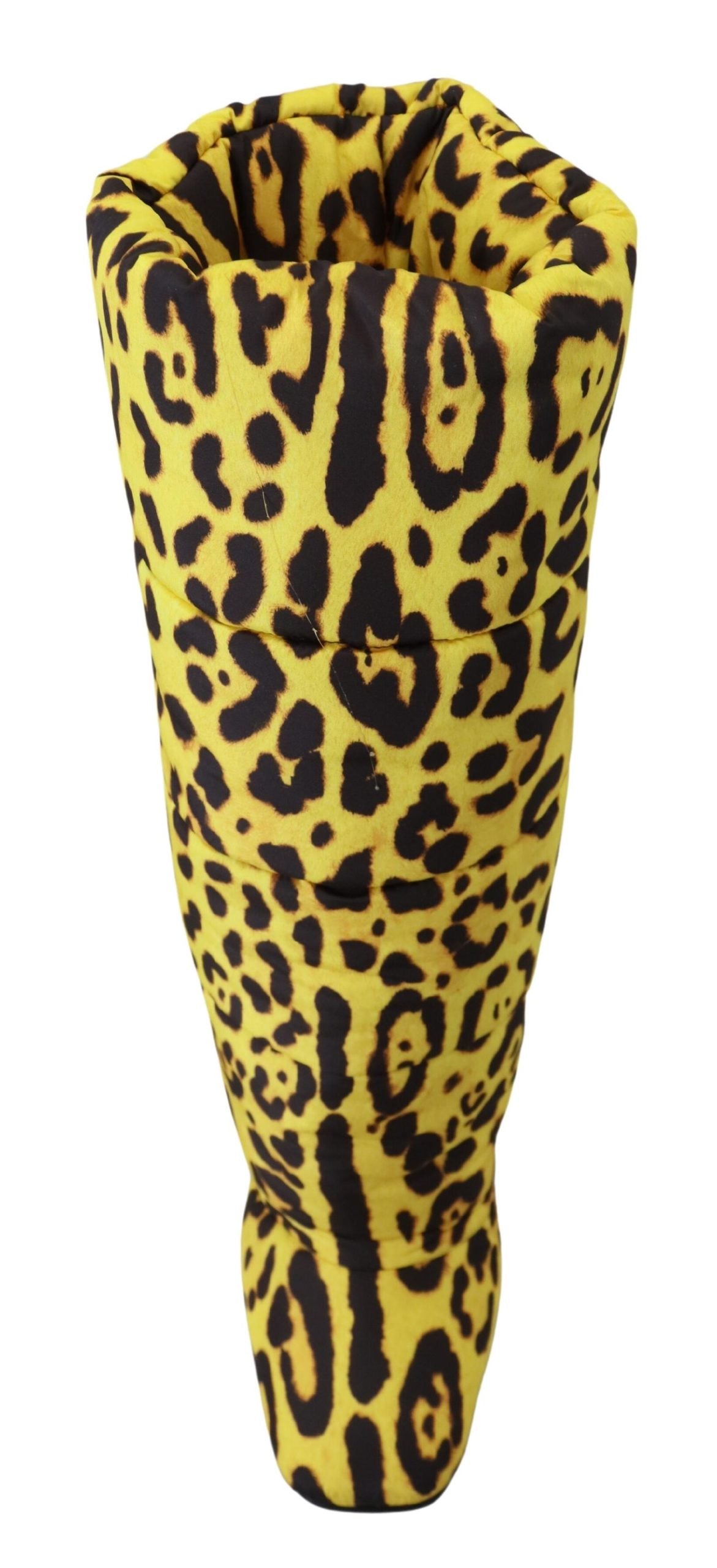 Yellow Leopard Print Quilted Boots Shoes