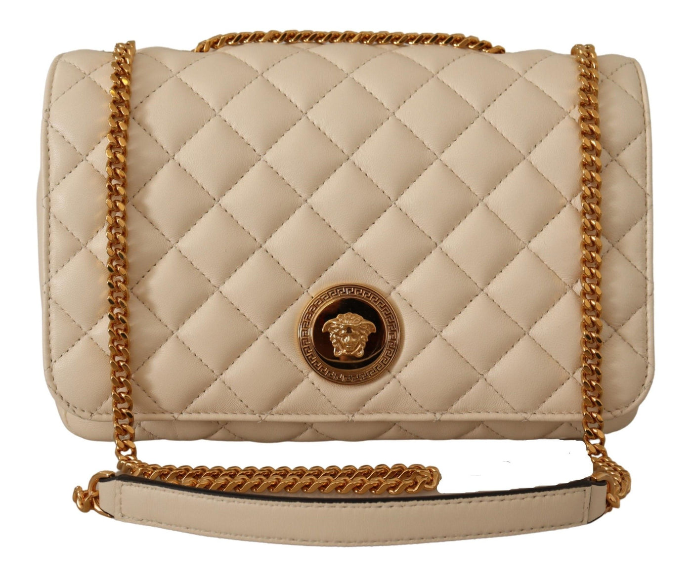 White Nappa Leather Medusa Shoulder Bag