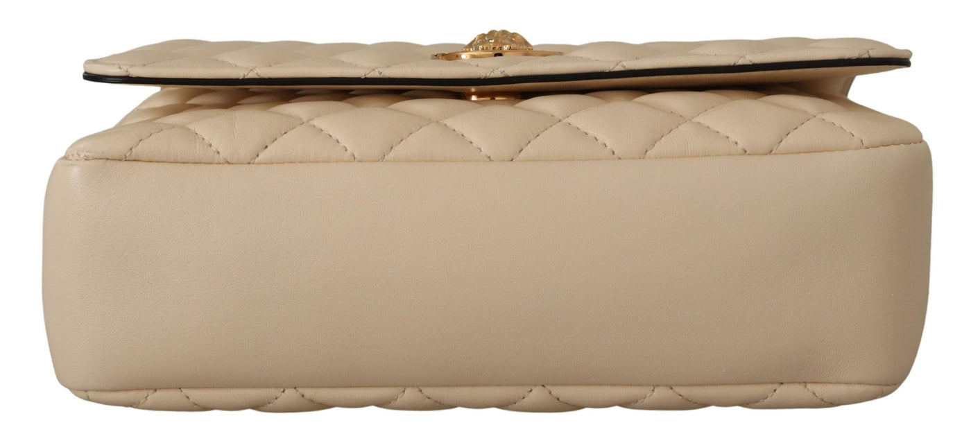 White Nappa Leather Medusa Shoulder Bag