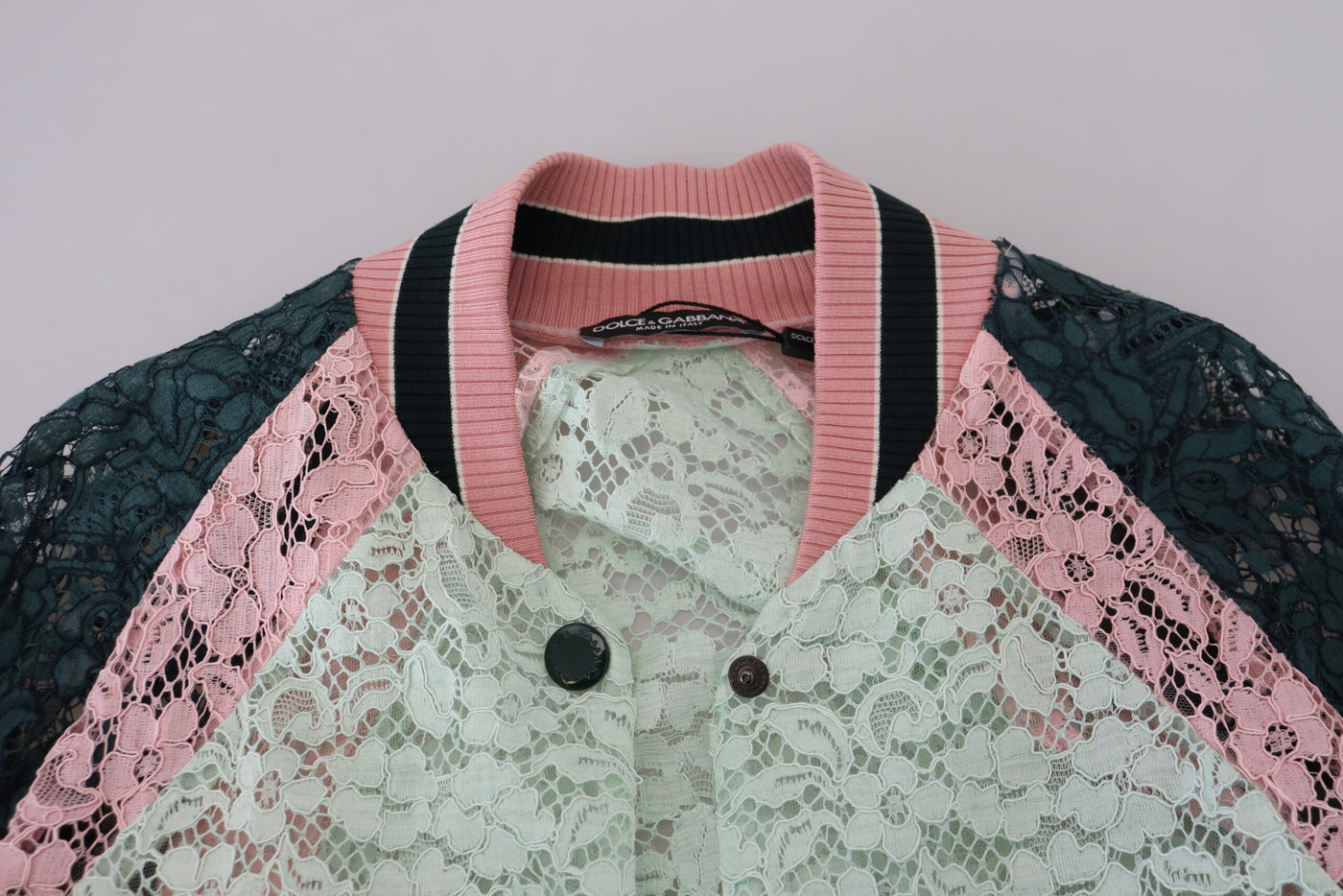 Multicolor Floral Lace Cotton Bomber Jacket