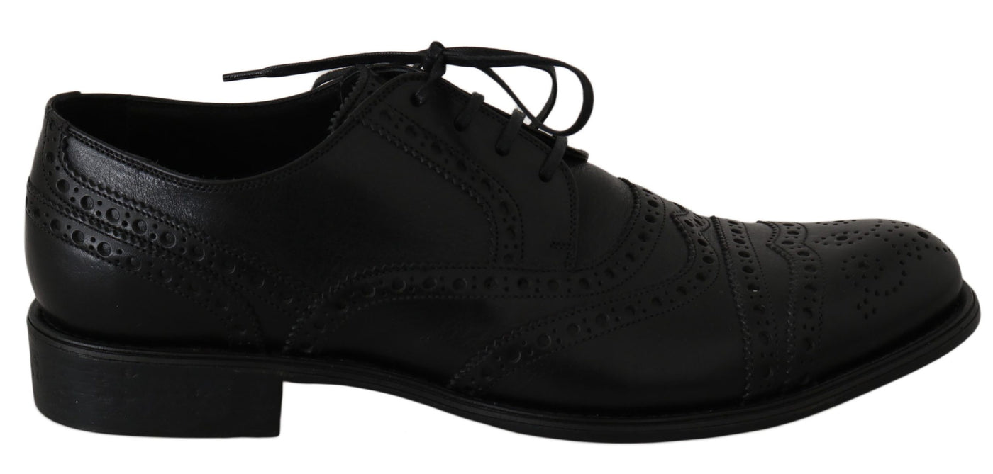 Black Leather Wingtip Oxford Dress Shoes