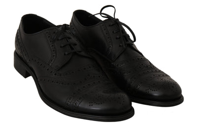 Black Leather Wingtip Oxford Dress Shoes