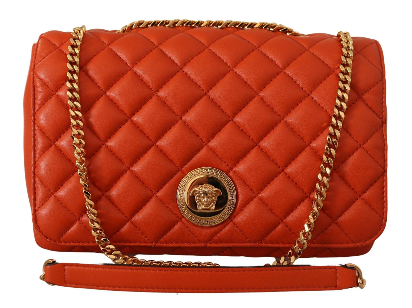 Red Nappa Leather Medusa Shoulder Bag