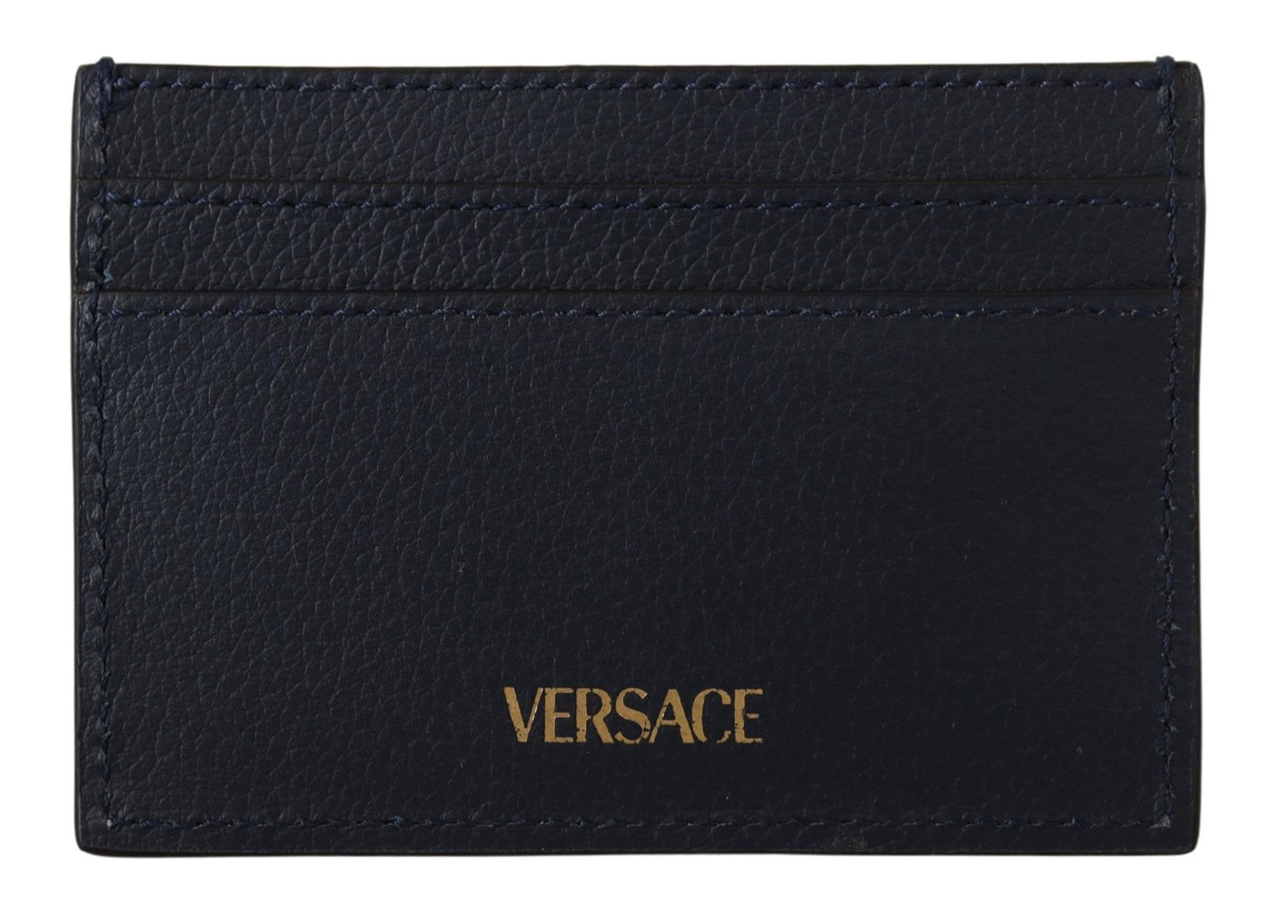 Navy Blue Calf Leather Card Holder Wallet