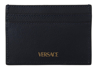 Navy Blue Calf Leather Card Holder Wallet