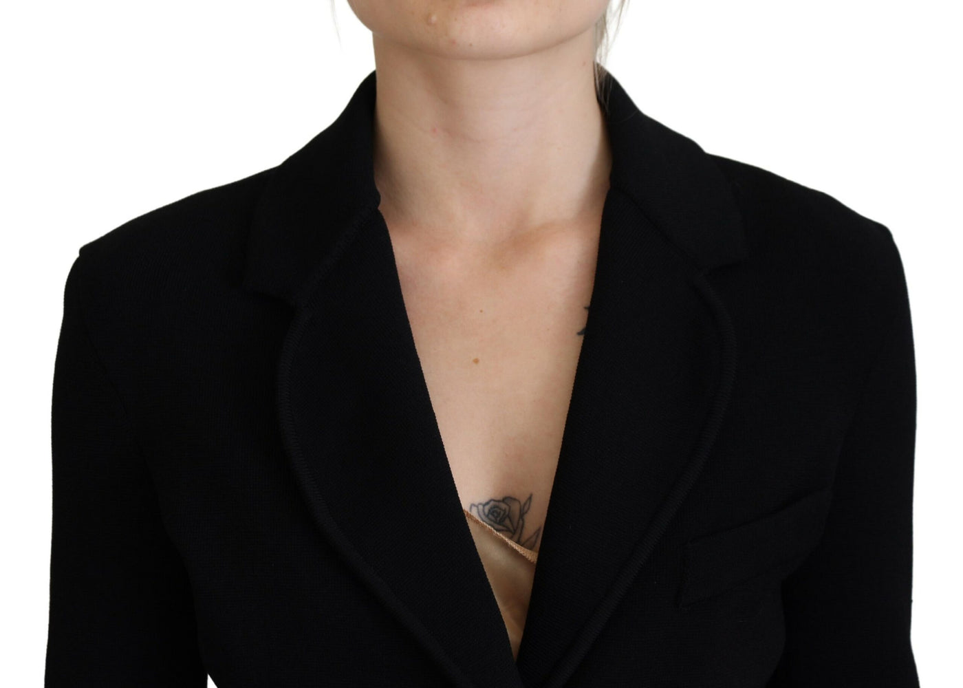 Black Button Cardigan Blazer Viscose Jacket