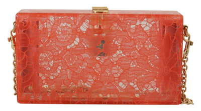 Gold Padlock BOX Peach Lace  Clutch Party Bag