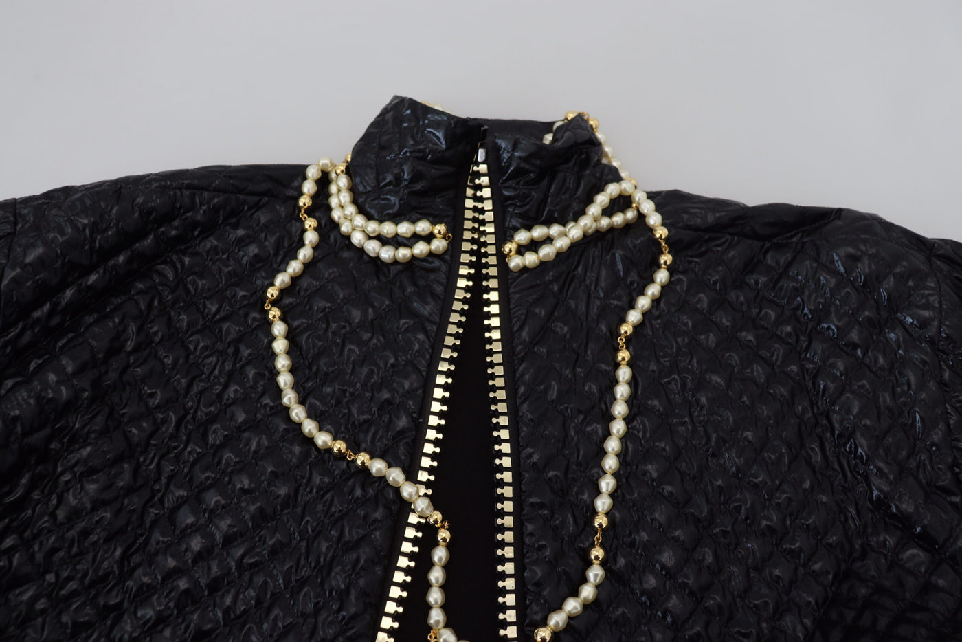 Black Pearl Embellished Full Zip Sweater