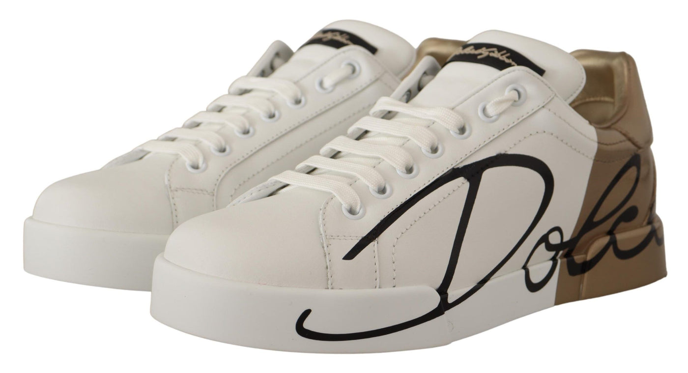 White Gold Lace Up Low Top Sneakers Shoes