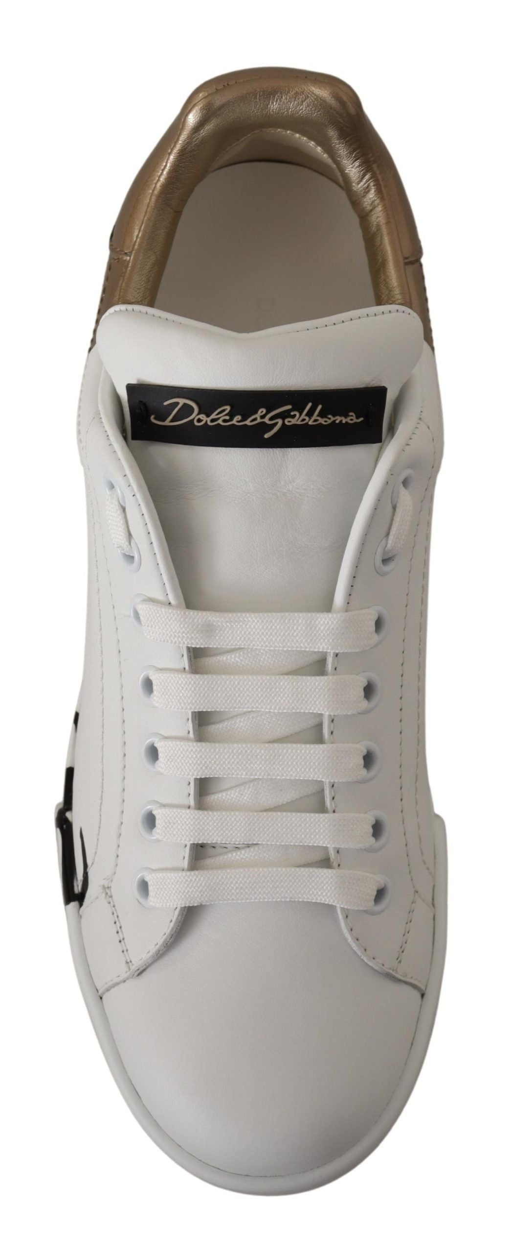 White Gold Lace Up Low Top Sneakers Shoes