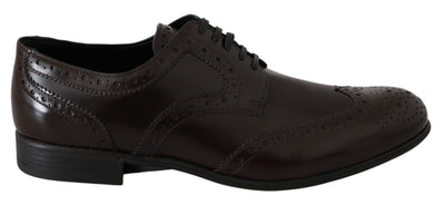 Brown Leather Broques Oxford Wingtip Shoes