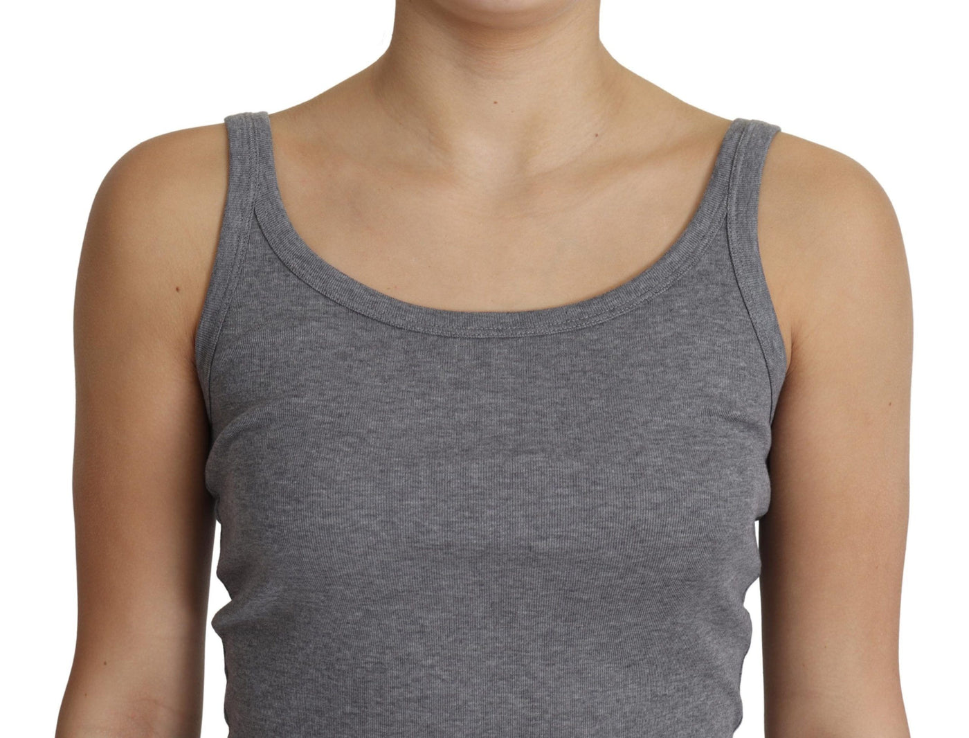 Gray 100% Cotton Sleeveless Tank Slim Fit Top