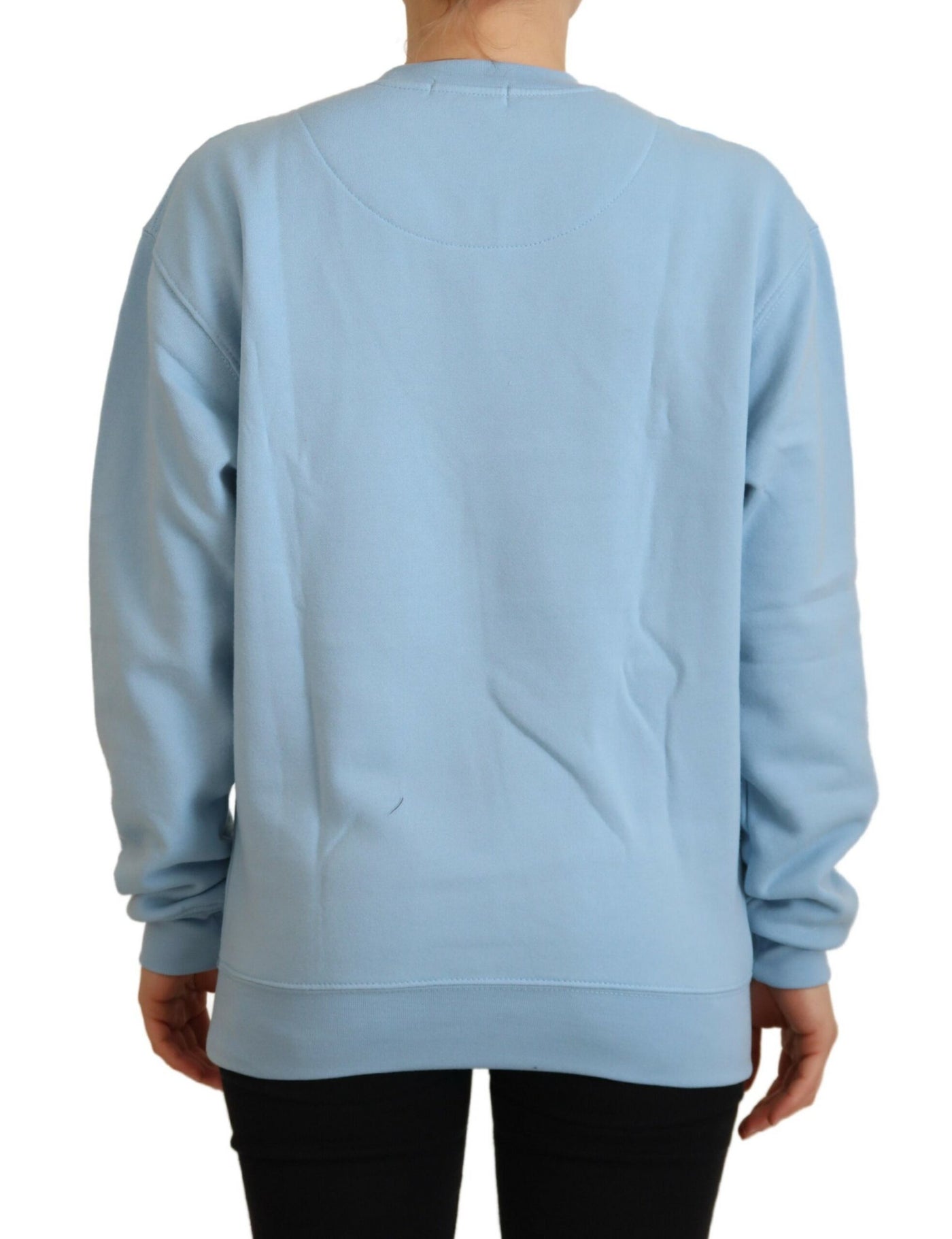 Light Blue Logo Printed Long Sleeves Sweater