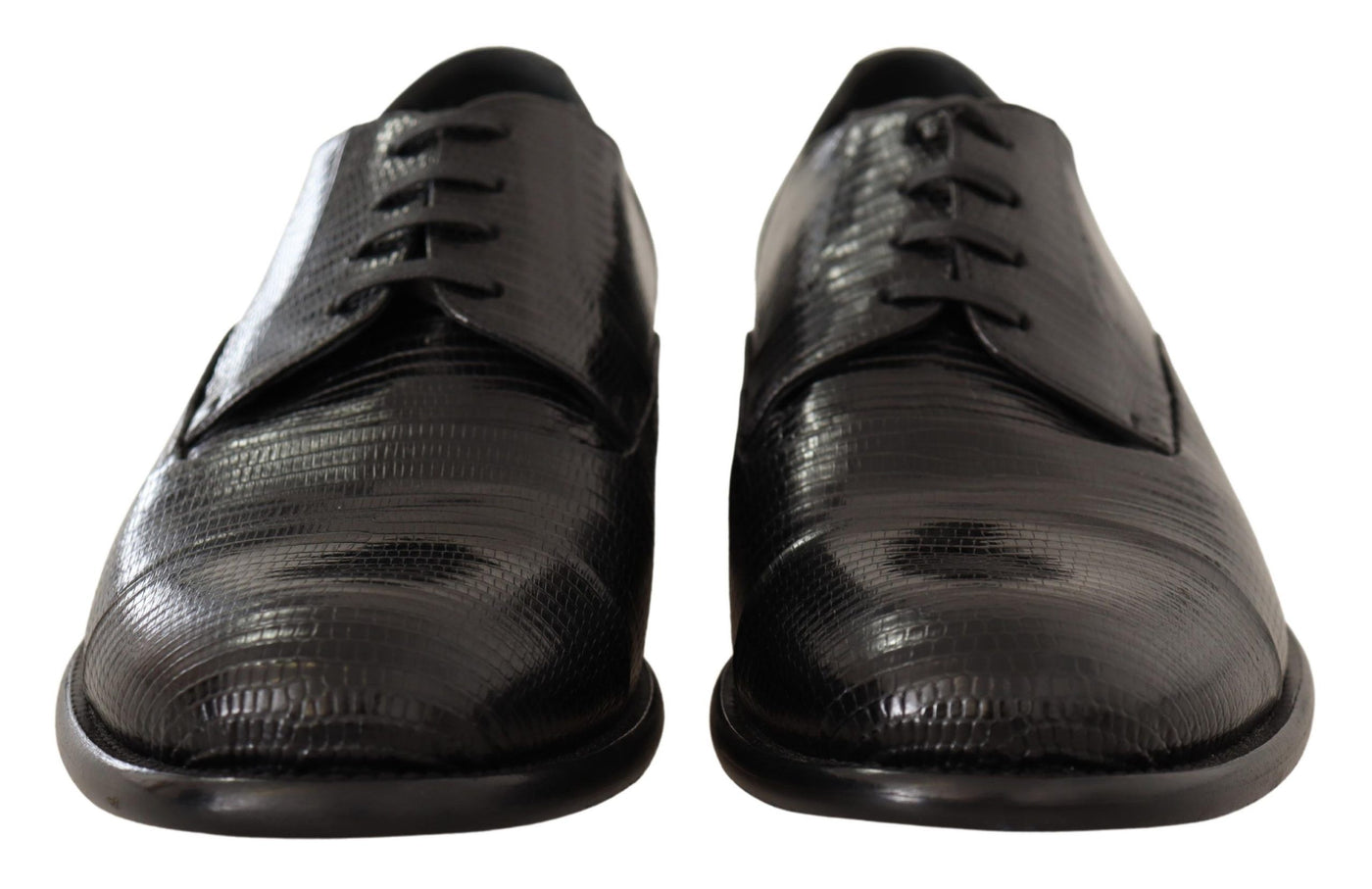 Black Lizard Leather Derby Dress Shoes