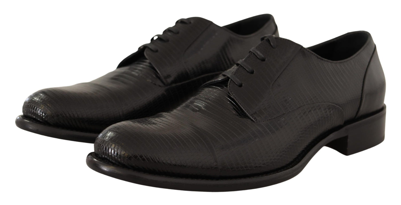 Black Lizard Leather Derby Dress Shoes