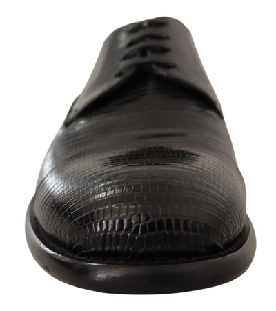 Black Lizard Leather Derby Dress Shoes