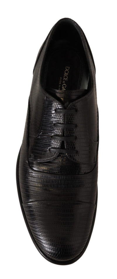 Black Lizard Leather Derby Dress Shoes