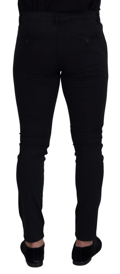 Black Mens Low Waist Slim Fit Pants