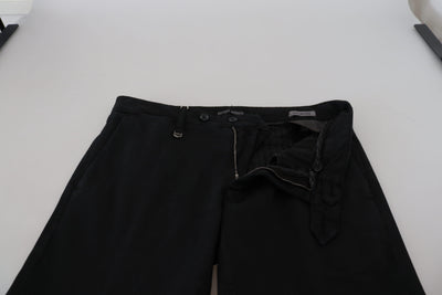 Black Mens Low Waist Slim Fit Pants