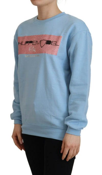 Light Blue Logo Printed Long Sleeves Sweater