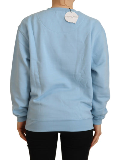 Light Blue Logo Printed Long Sleeves Sweater