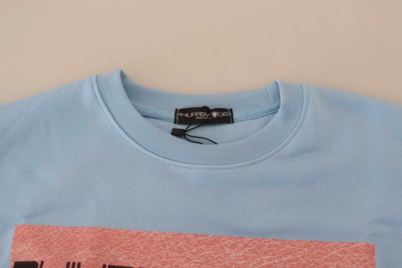 Light Blue Logo Printed Long Sleeves Sweater