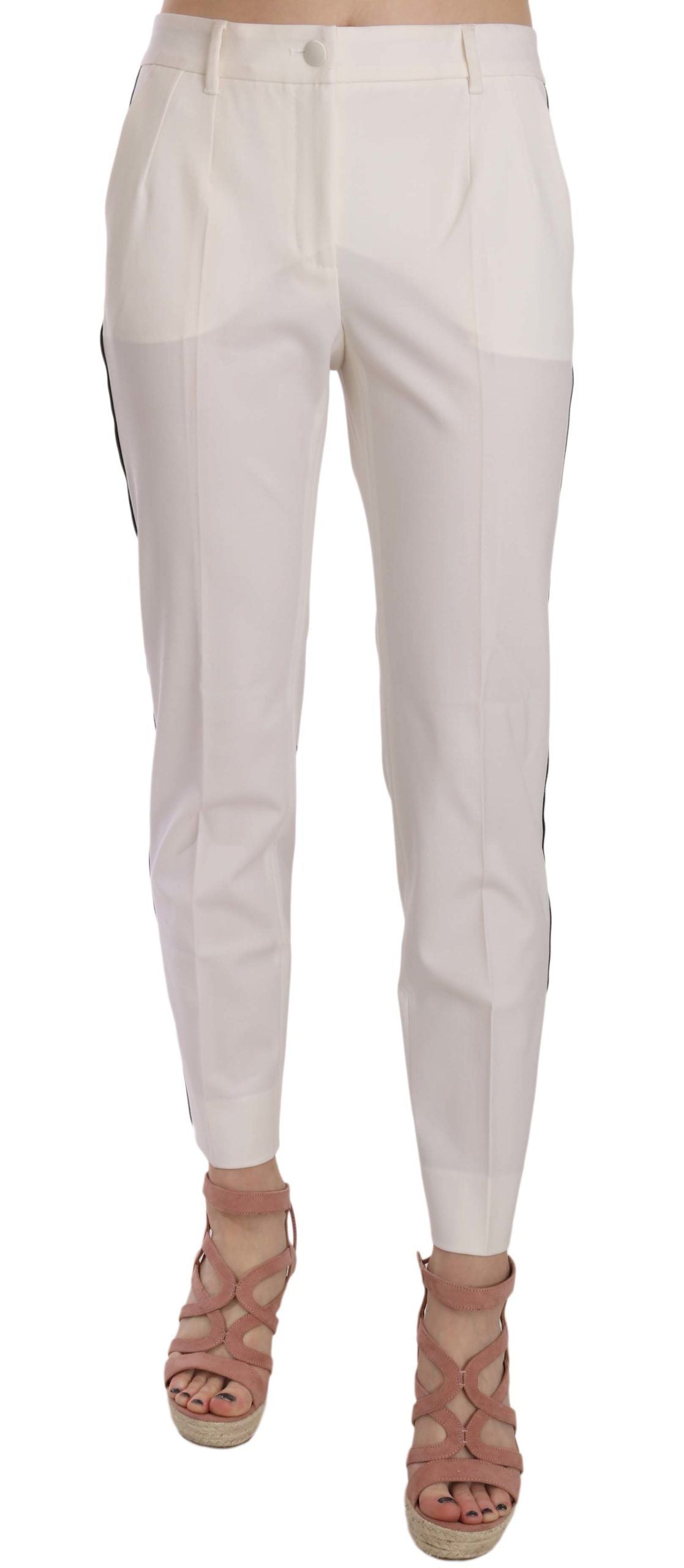 White Side Stripe Wool Tapered Trouser Pants