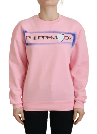 Pink Printed Long Sleeves Pullover Sweater