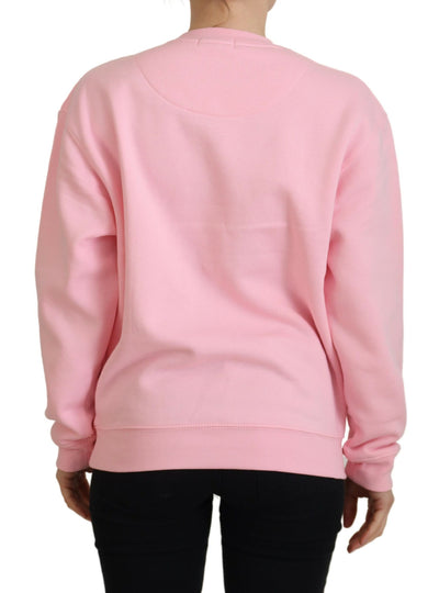 Pink Printed Long Sleeves Pullover Sweater