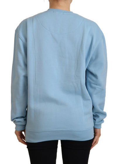 Light Blue Logo Printed Long Sleeves Sweater