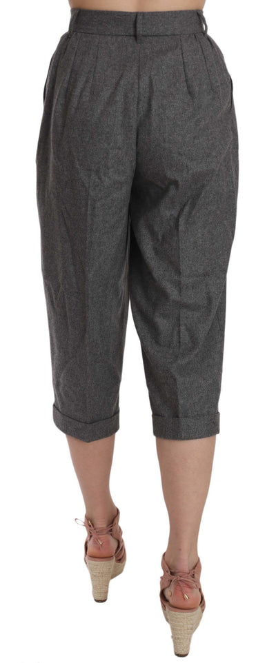 Wool Cropped Trouser Pleated Pant