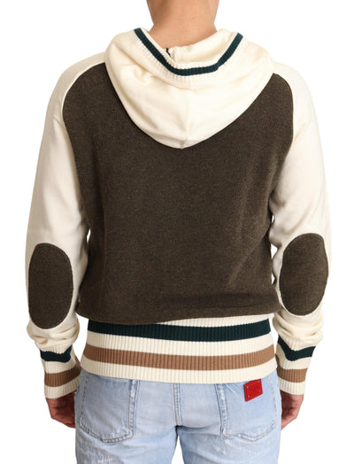 Beige Wool Hooded Pullover Sweater