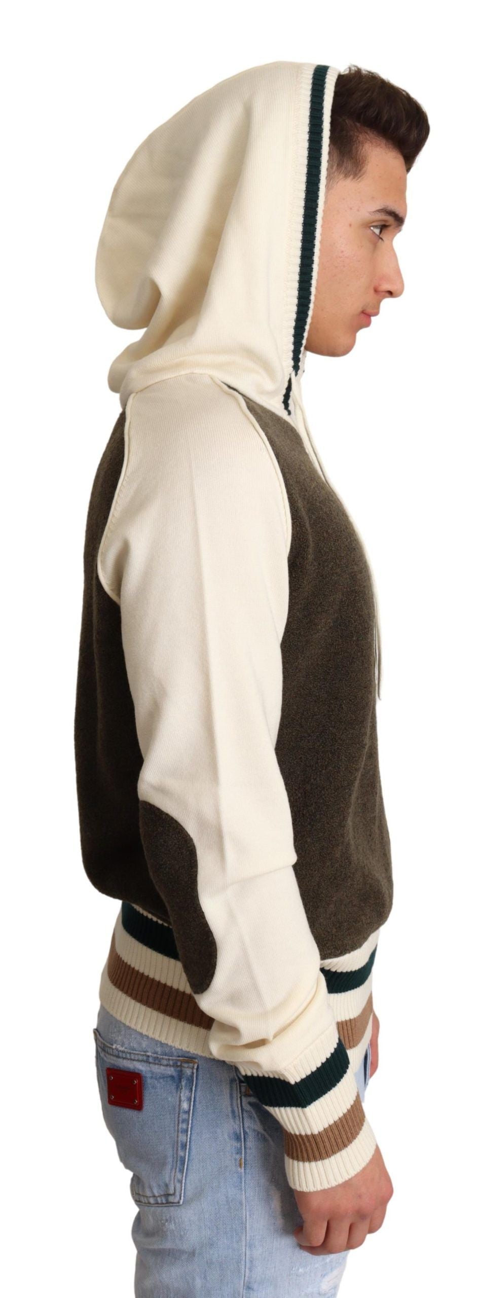 Beige Wool Hooded Pullover Sweater