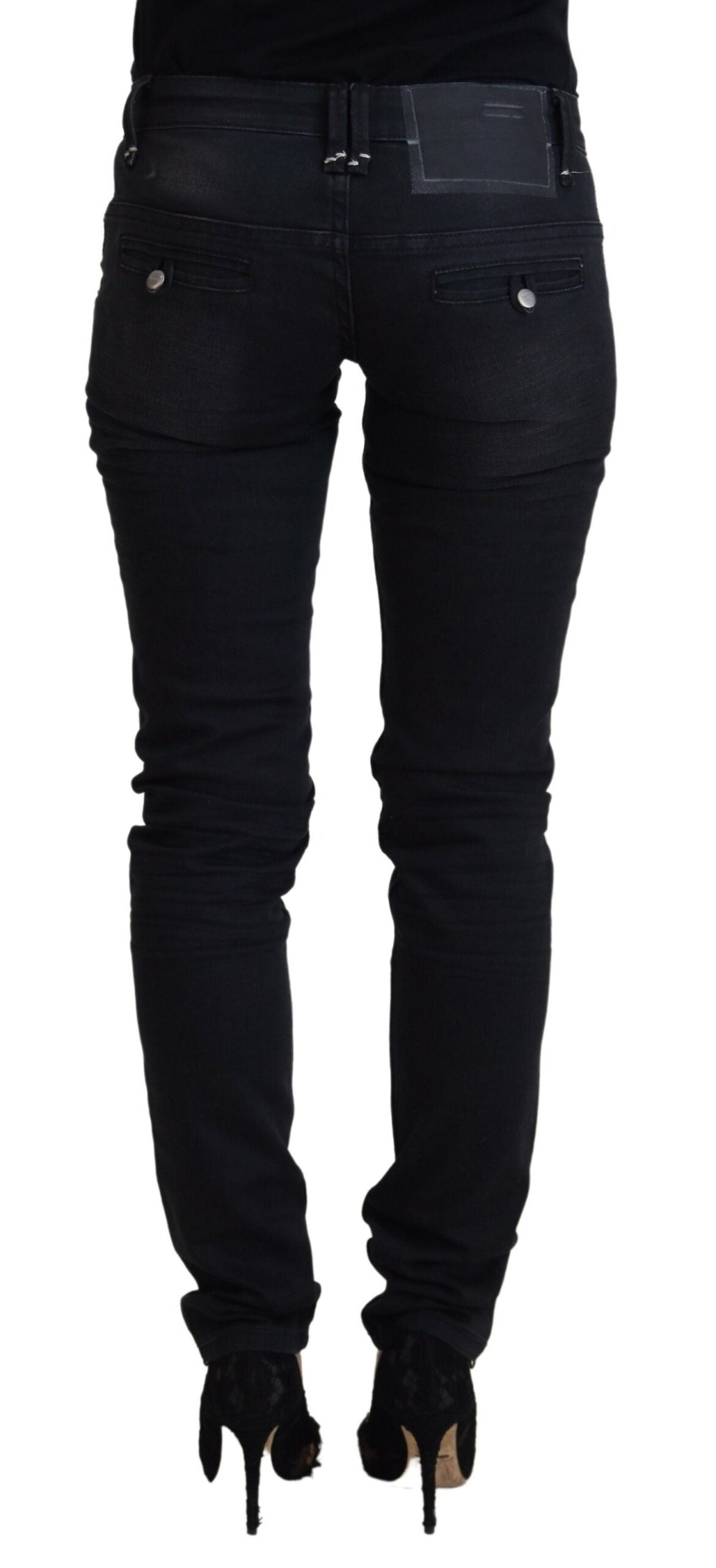 Black Washed Cotton Skinny Women Casual Denim Jeans