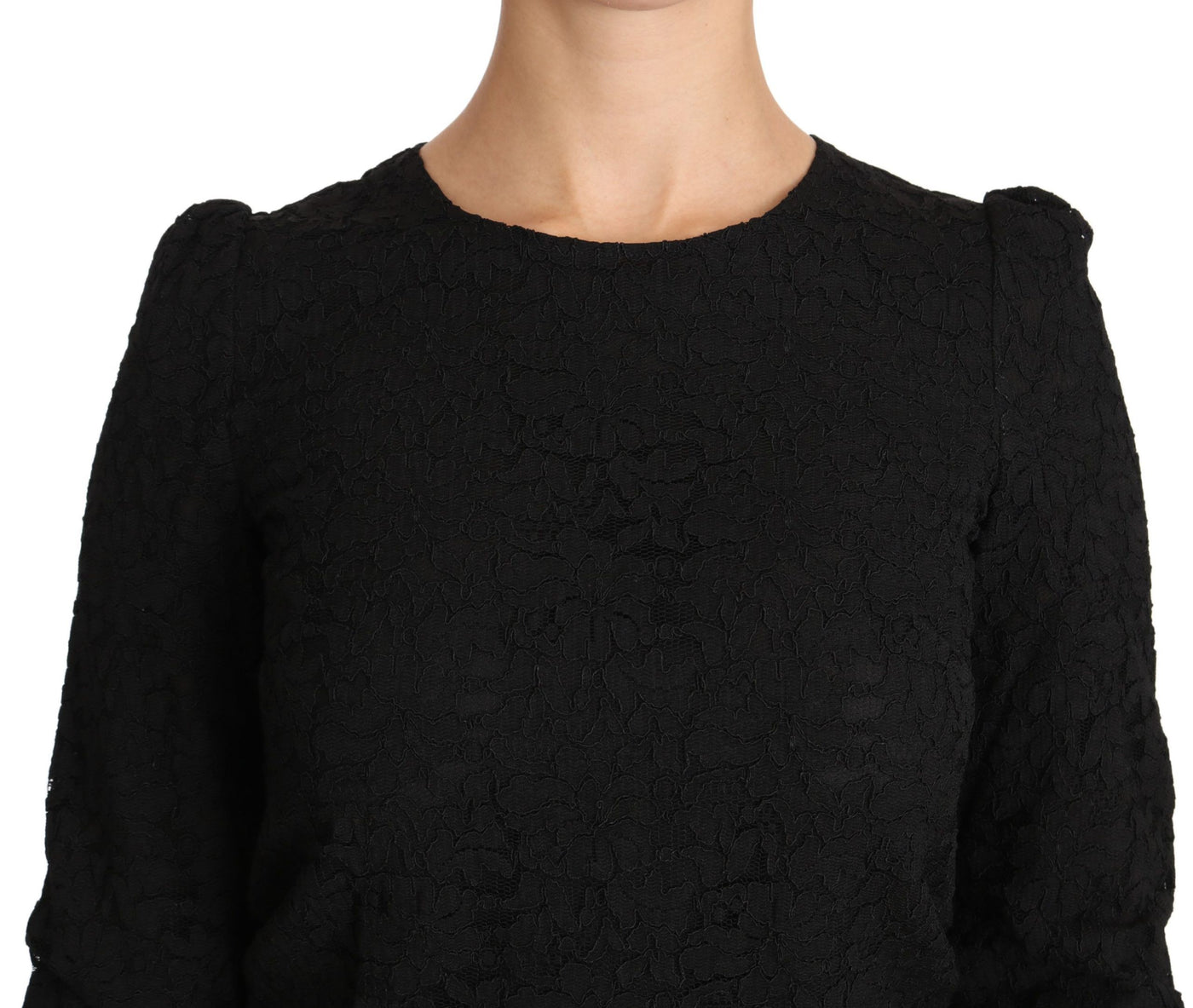 Black Floral Lace Zipper Top Blouse