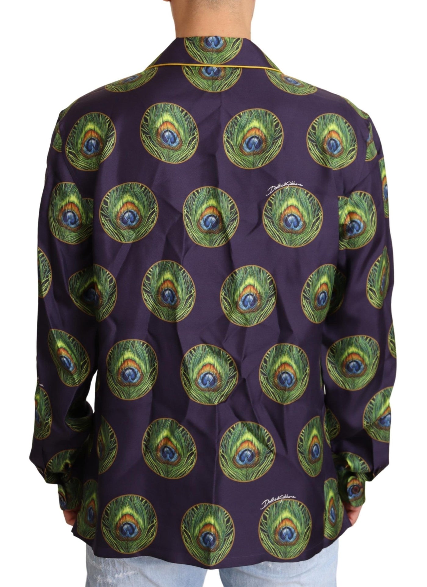 Purple Green Logo Silk Mens Top Shirt