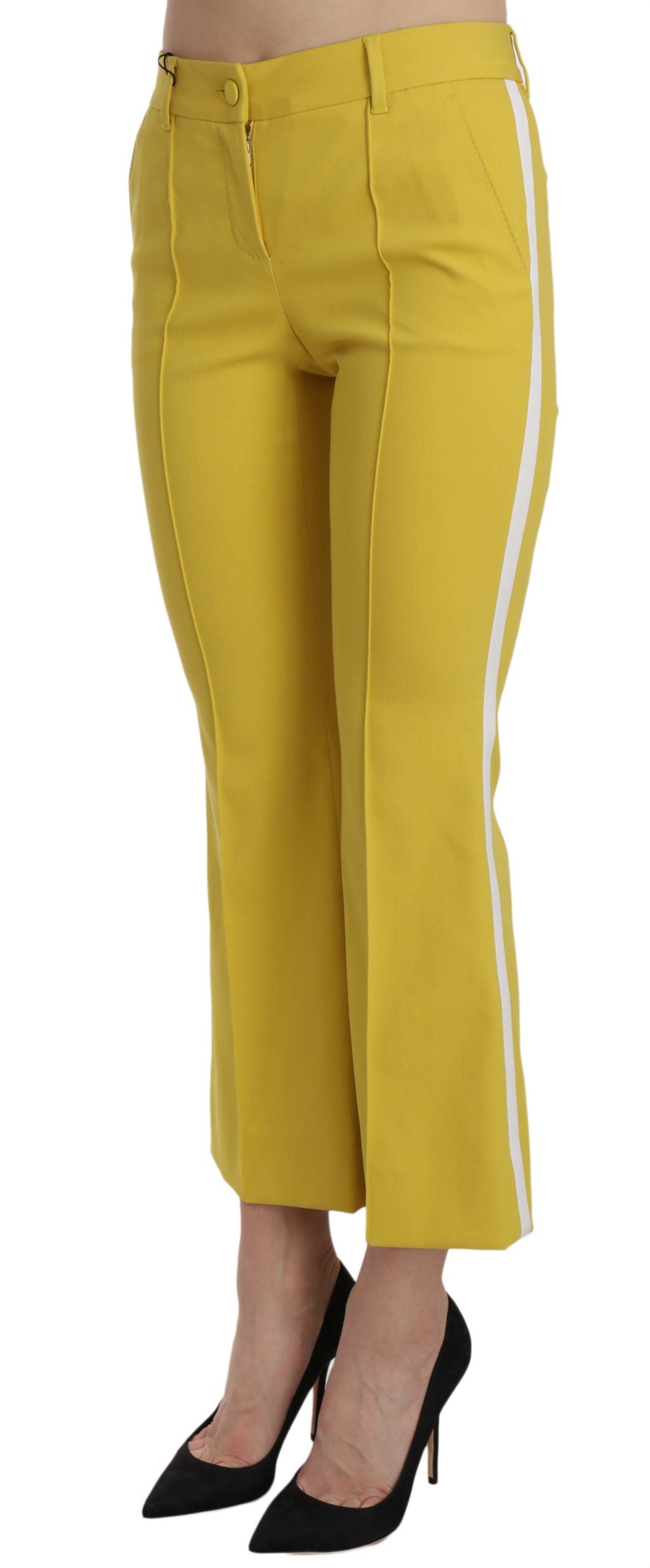 Yellow Flared Bootcut Capri Cotton Pants