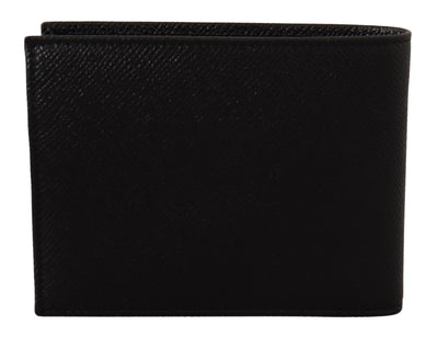 Black Leather Mens Card Holder Bifold Bill Wallet