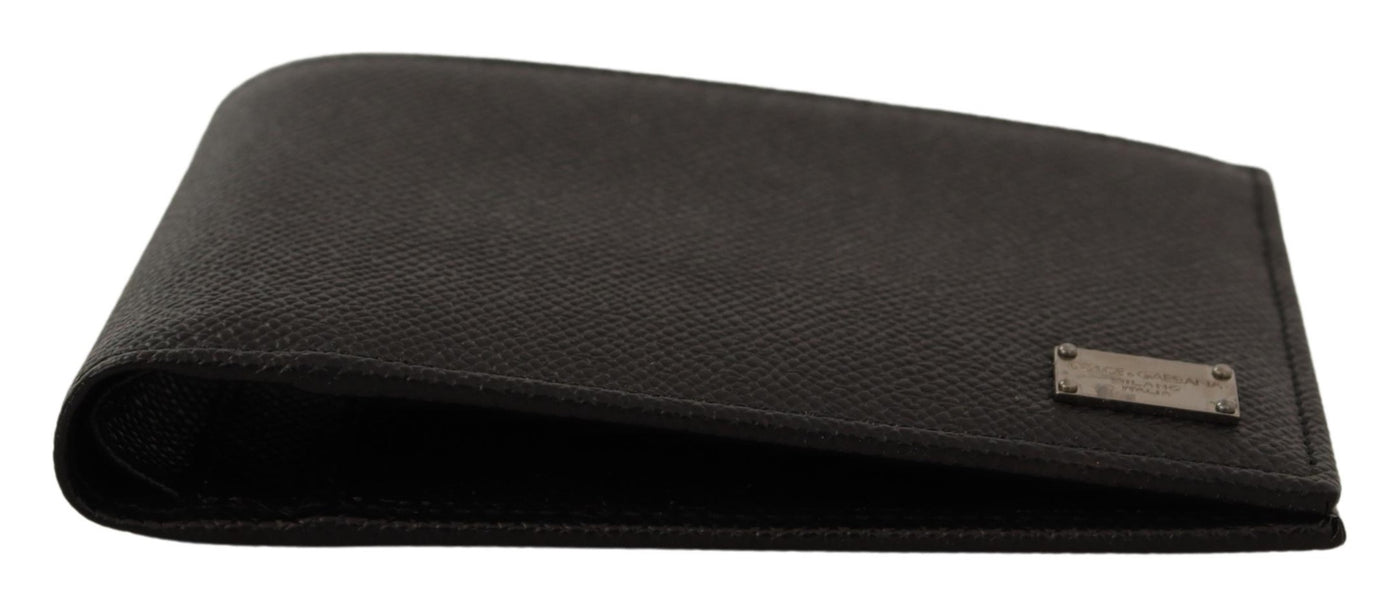 Black Leather Mens Card Holder Bifold Bill Wallet