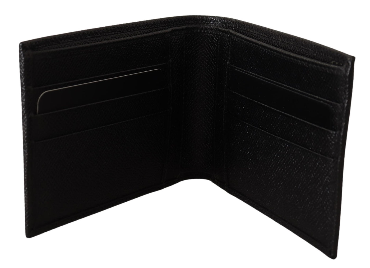 Black Leather Mens Card Holder Bifold Bill Wallet