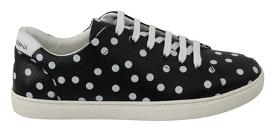 Black Leather Polka Dots Sneakers Shoes