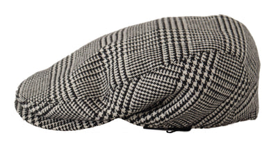 Gray Houndstooth Newsboy Capello Wool Hat