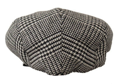 Gray Houndstooth Newsboy Capello Wool Hat