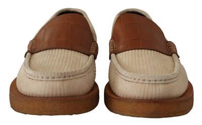 White Brown Fox Moccasins Loafers Shoes