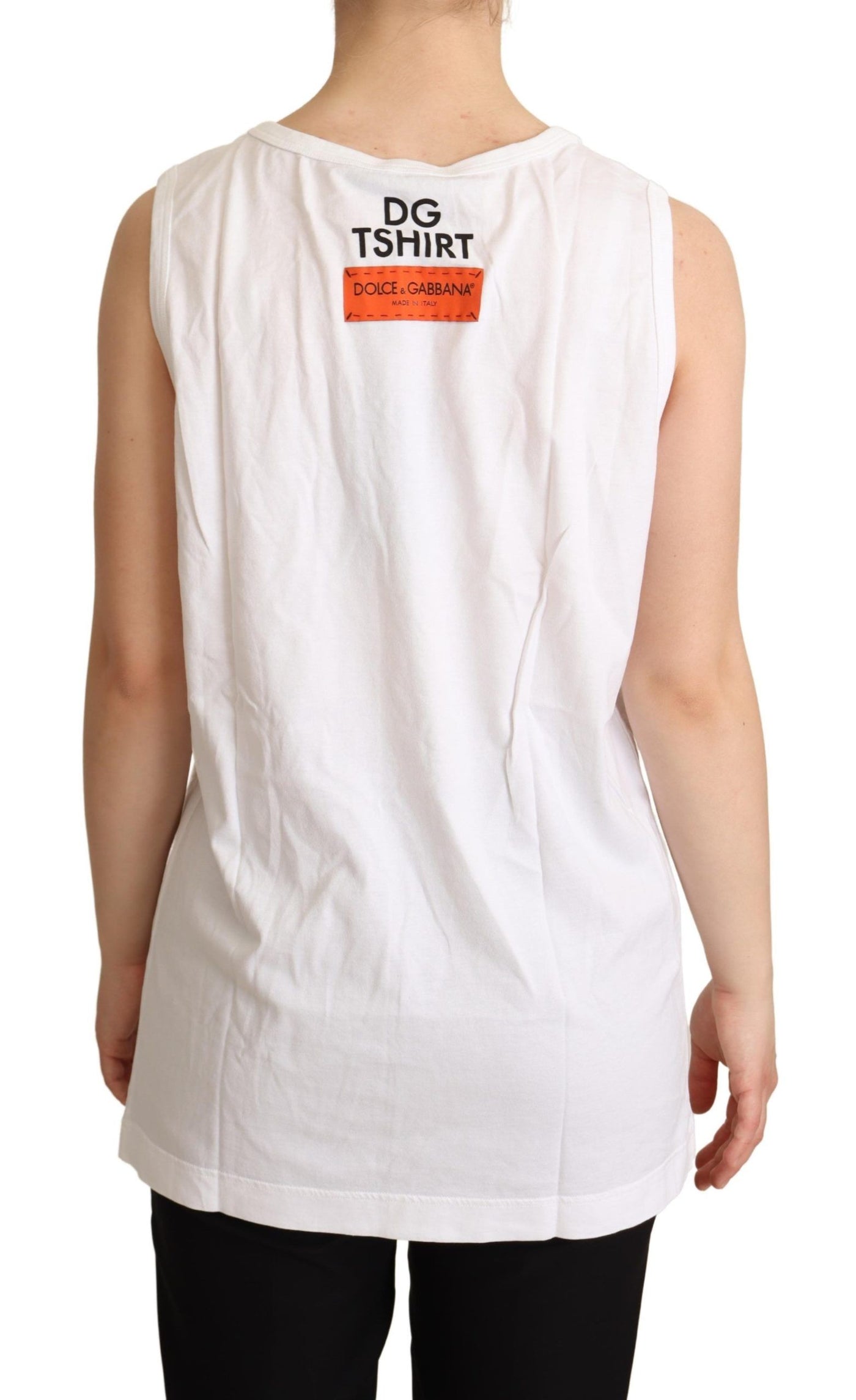 White Cotton #DG Motive Tank Top  T-shirt