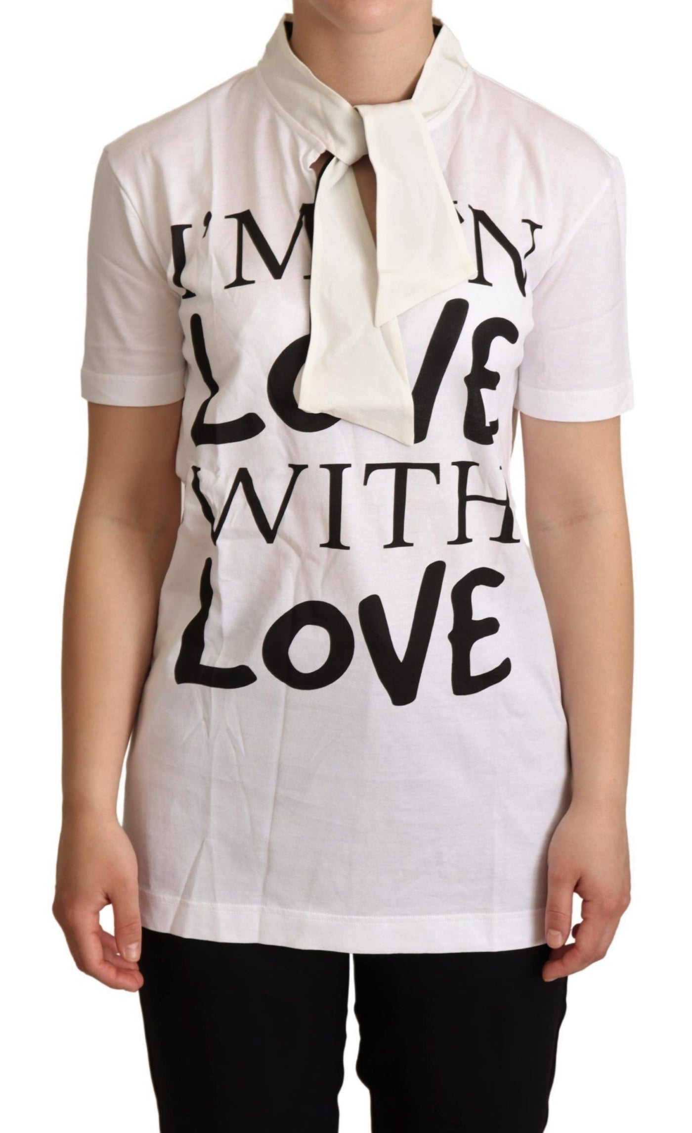 White Cotton Silk I'm In Love Top T-shirt