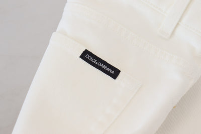 Off White High Waist Skinny Denim Cotton Jeans