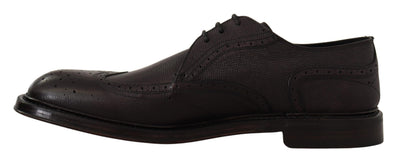 Purple Wingtip Leather Derby Shoes