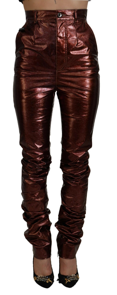 Metallic Bronze High Waist Skinny Jeans